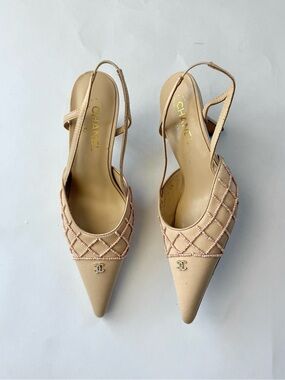 RARE Vintage Chanel Beaded Slingback Heels